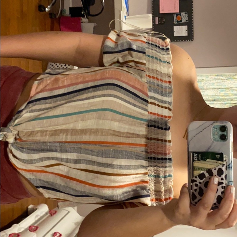 Off the shoulder stripped crop top